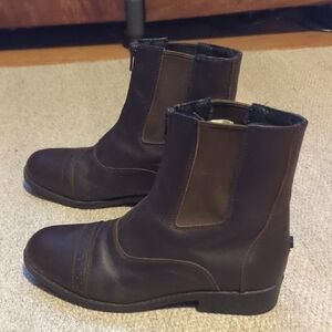 Women's Dublin Brown Leather Zipper Boots Size 8